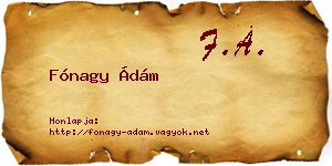 Fónagy Ádám névjegykártya